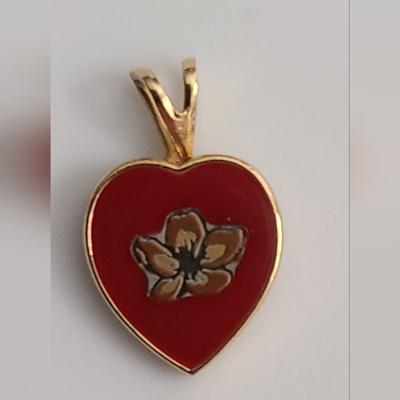 Reed & Barton Jewelry - Vintage Reed & Barton Heart Necklace Pendant Cloisonne Estate Small Euc